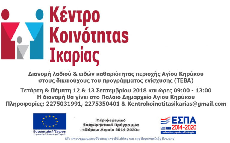 Διανομή λαδιού & ειδών καθαριότητας στους δικαιούχους του προγράμματος ΤΕΒΑ