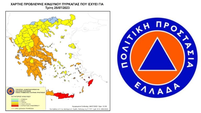 Υψηλός κίνδυνος πυρκαγιάς σε Σάμο, Ικαρία και Φούρνους σήμερα 25 Ιουλίου